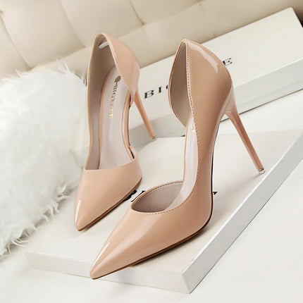 Glossy Korean Patent Leather Stiletto Heels Women Comfort by zapcart