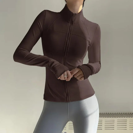Women Zip Fitness Jacket Long Sleeve Quick Dry Yoga Top by zapcart