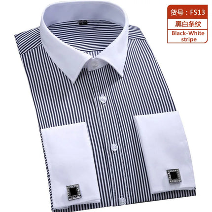 Men's French Cuff Dress Shirt White Long Sleeve CN Zhejiang by zapcart