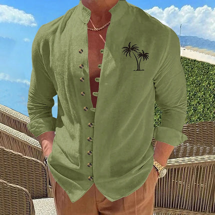 Men Casual Long Sleeve Solid Color Shirt CN Zhejiang by zapcart