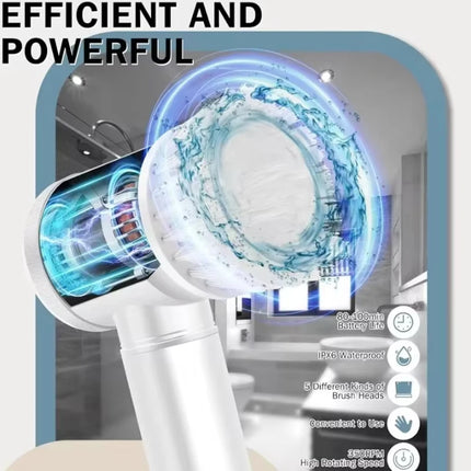 Electric Spin Scrubber, Electric scrubber with 8 Replaceable Brush Heads & Detachable Extension Handle, Power spin scrubber cord by zapcart