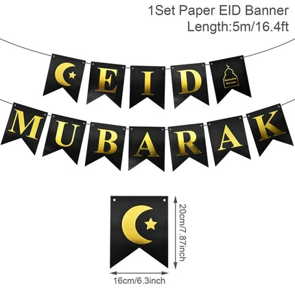 FENGRISECN Eid Mubarak Banner Plates Ramadan Tableware Kit by zapcart
