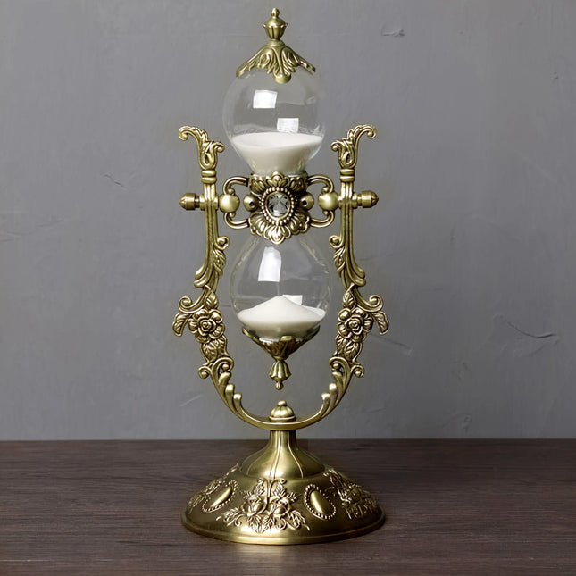 DIY Craft Storage Box and Organizer Sand Timer, Vintage Carved Brass Frame, Antique 360° Rotating Metal Sand Timer, Home Decor by zapcart