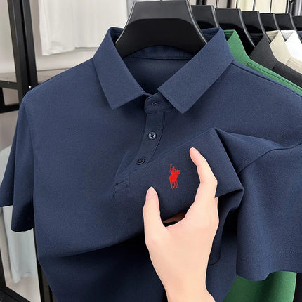 Men's Polo Shirt Embroidered Pony CN Zhejiang Breathable by zapcart