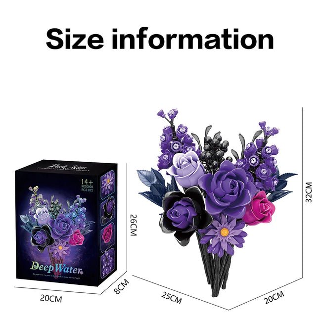 Multi Color 822 PCS Valentine's Day Roses Flower Building Blocks Girlfriend Birthday Bricks Toys Desktop Decor Wedding Best Gift by zapcart