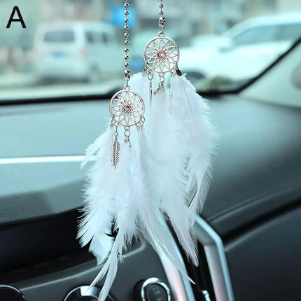 Mini Dream Catcher Car Mirror Hanger Calming Wind Chimes by zapcart