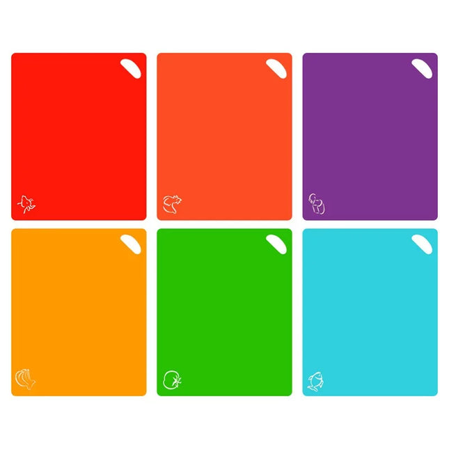 Colorful Flexible Non Slip Cutting Mats 6Pcs Icons Kitchen by zapcart