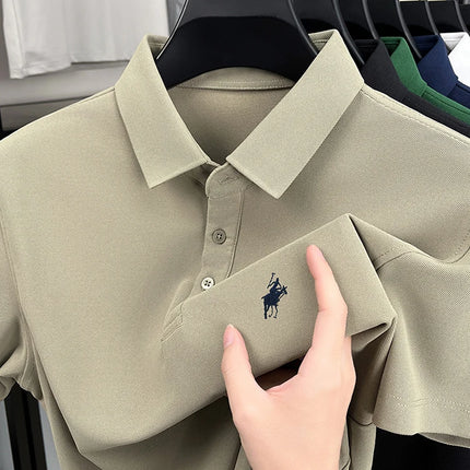 Men's Polo Shirt Embroidered Pony CN Zhejiang Breathable by zapcart