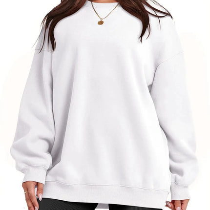 Women Fleece Lined Sweatshirt Cozy Warm Loose Fit Crew Neck by zapcart