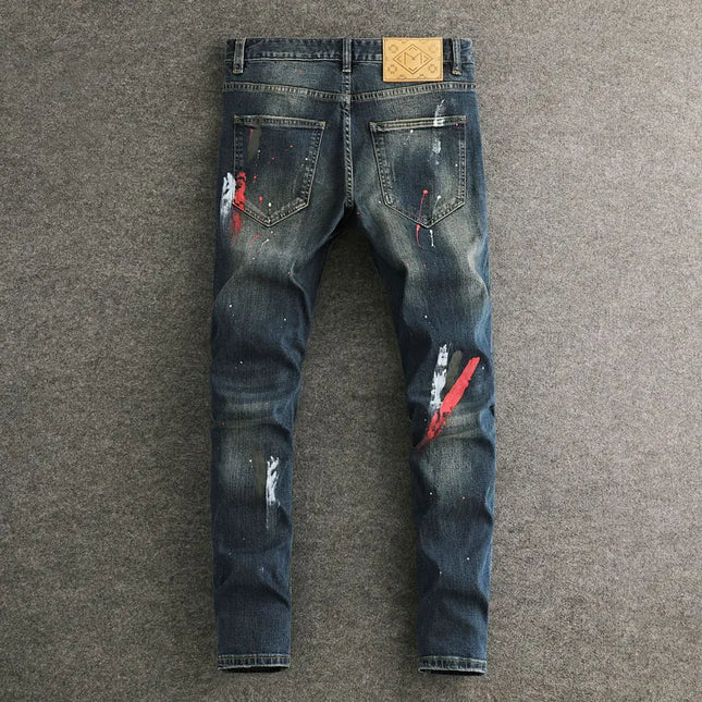 AnhuiChoice Mens Jeans Slim Fit Retro Washed Ripped Hip Hop by zapcart