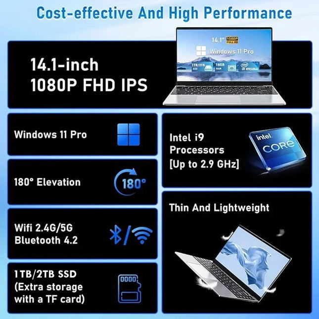 FUCHU 14.1in I9 Laptop For Professionals Windows 11 Pro by zapcart