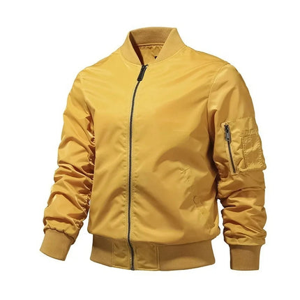 CN Jiangxi Men Bomber Jacket Solid Color Aviator Style by zapcart
