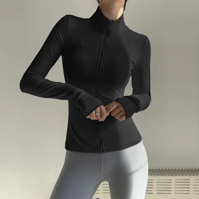 Women Zip Fitness Jacket Long Sleeve Quick Dry Yoga Top by zapcart
