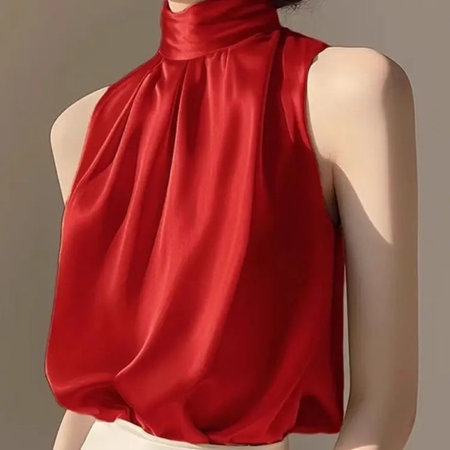 Silkly Satin Sleeveless Crop Top Women Halter Party by zapcart