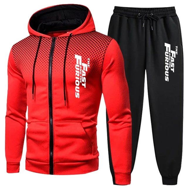 VIPOLCN Men Hooded Tracksuit Comfort Zip Up Sweatshirt Pants by zapcart