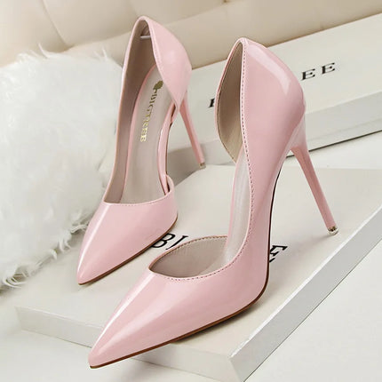 Glossy Korean Patent Leather Stiletto Heels Women Comfort by zapcart