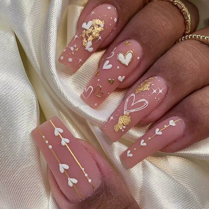 Extra Long Press On Nails Glue Included Bear Bow For Women by zapcart
