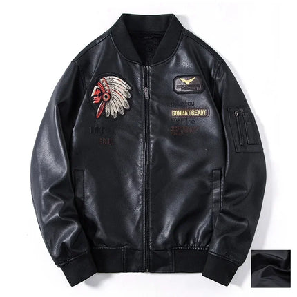 2024 New Men's Leather Jacket Lapel Embroidery Trend Biker Motorcycle Jacket Men's Fashion Casual Windproof PU Bomber Coat 4XL by zapcart