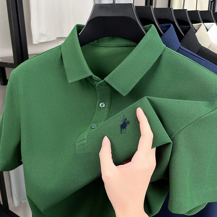 Men's Polo Shirt Embroidered Pony CN Zhejiang Breathable by zapcart