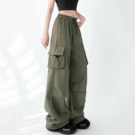 Lucyever Women Joggers Cargo Wide Leg Pockets Y2K Style by zapcart