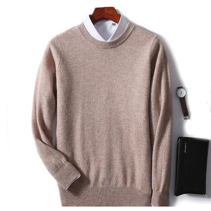 Ganleawort Men Wool Sweater Round Neck Warm Knit Pullover by zapcart