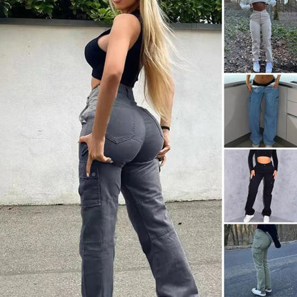 Sanwood Women High Waist Cargo Pants With Pockets Versatile by zapcart