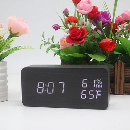 NieNeinChoice Voice Control Wood Digital Alarm Clock Bedroom by zapcart