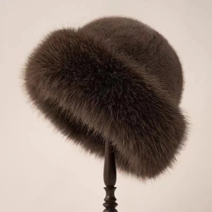 Zapcart Fluffy Fur Bucket Hat For Women Warm Winter Cap
