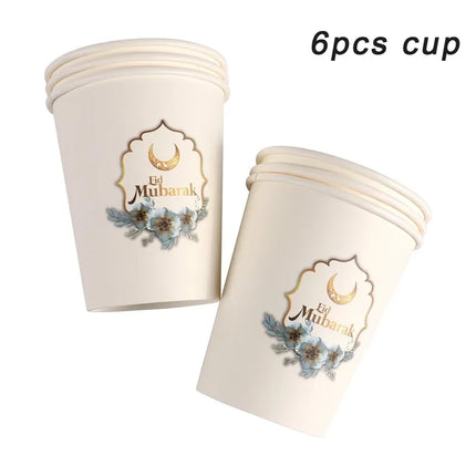 FENGRISECN Eid Mubarak Banner Plates Ramadan Tableware Kit by zapcart