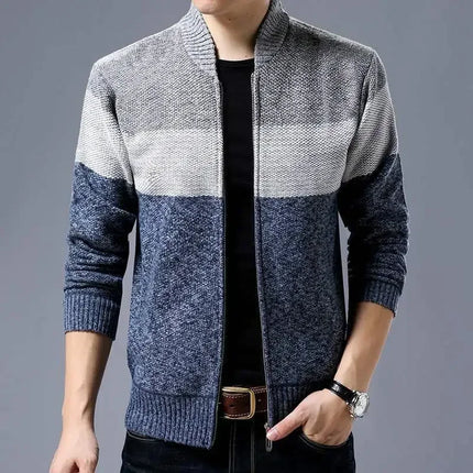 Wanansncn Mens Cardigan Keep Warm Colorblock Knit Coat by zapcart