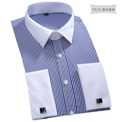 Men's French Cuff Dress Shirt White Long Sleeve CN Zhejiang by zapcart