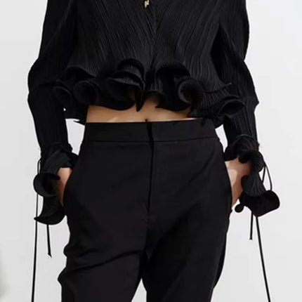TWOTWINSTYLE Slimming Ruffles Blouse Women V Neck Top by zapcart
