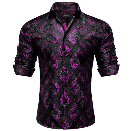 HenanChoice Mens Jacquard Paisley Shirt Long Sleeve Luxury by zapcart