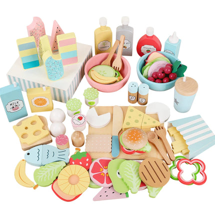Wooden Kitchen Toy Set Educational Fruits And Veggies Kids by zapcart