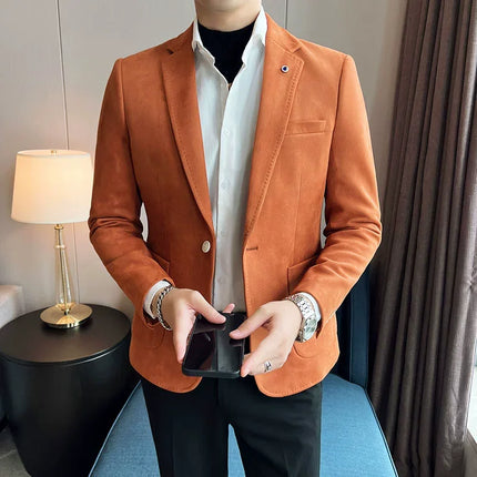 Mens Slim Fit Velvet Blazer Coat CN Zhejiang Plus Size 4XL by zapcart