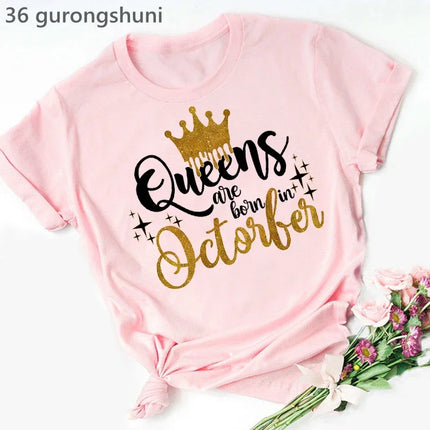 Queen Are Born In January To December Bold Graphic Tee Women by zapcart