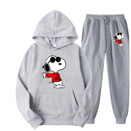 MINISOCN Snoopy Cartoon Hoodie Sweatpants Set For Men by zapcart