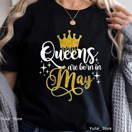 Queen Are Born In January To December Bold Graphic Tee Women by zapcart