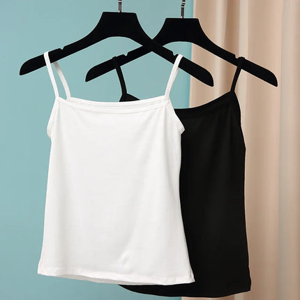 Women Solid Color Cotton Camisoles Vest Breathable Top by zapcart