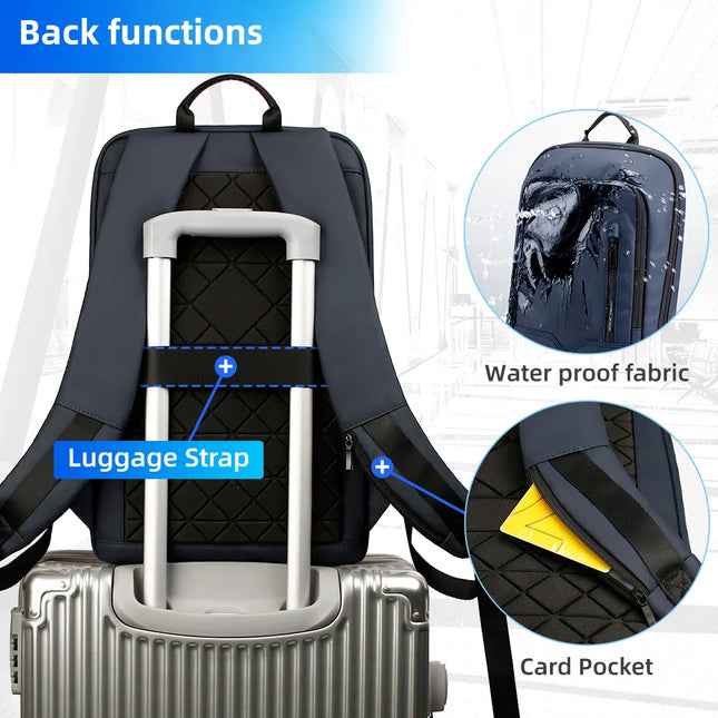 HK Slim Backpack Men 15.6 Inch Laptop USB Charge Waterproof by zapcart