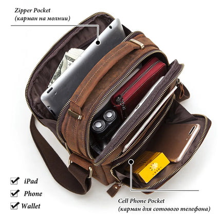 HUMERPAUL Genuine Leather Mens Shoulder Bag Large Capacity by zapcart