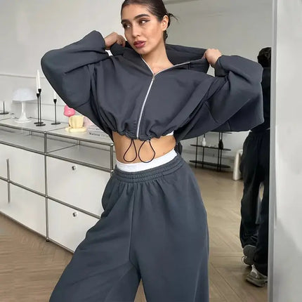 Kalenmos Women Two Piece Sets Warm Cozy Y2K Streetwear by zapcart