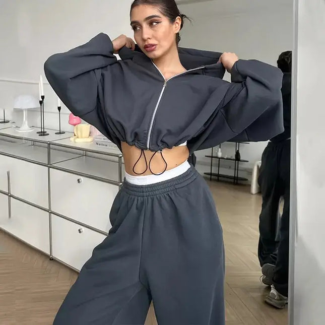 Kalenmos Women Two Piece Sets Warm Cozy Y2K Streetwear by zapcart