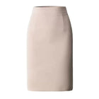 Women Khaki Midi Work Skirt With Slit And High Waist Office by zapcart