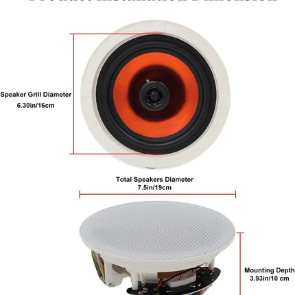 Herdio Bluetooth Ceiling Speakers 6.5 Inch For Home Theater by zapcart