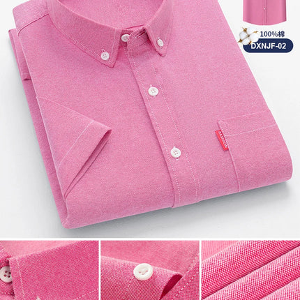 Faboten Men's Oxford Short Sleeve Shirt Slim Fit Cotton by zapcart