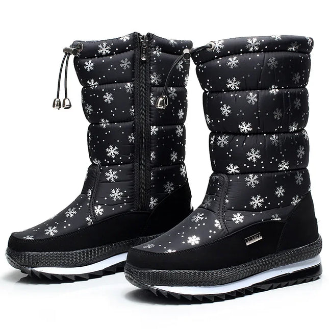 2025 Winter Womens Warm Mid Calf Waterproof Snow Boots by zapcart