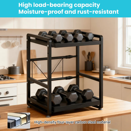 Iron Kitchen Shelf, Microwave Rack, Adjustable Height Extendable Shelf Includes Hooks & Reinforcement Suction Cups Easy Assembly by zapcart