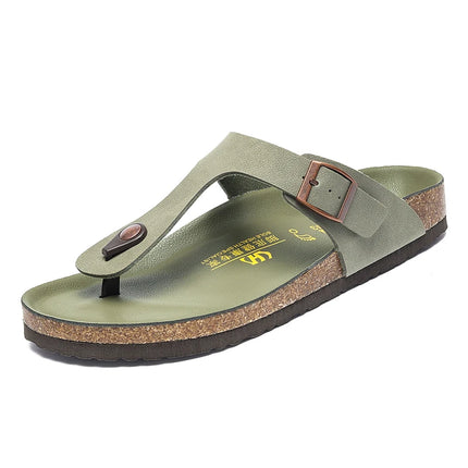 Shinefull Mens Leather Flip Flops Non Slip Durable Outdoor by zapcart