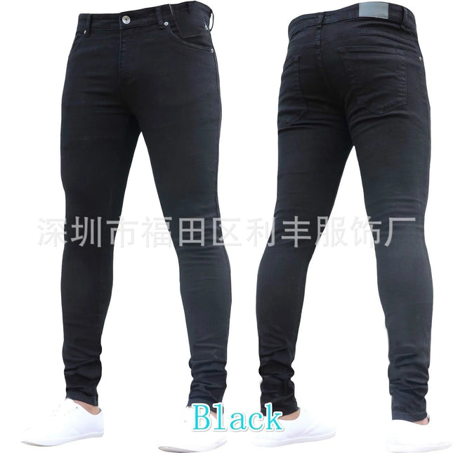 Kalenmos Men Jeans Slim Fit Mid Waist Ankle Length Denim by zapcart